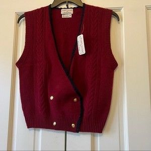 NWT Rare Vintage Frank L Savage by Therese Chang Red Wool Vest Size Medium
